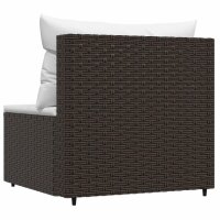 vidaXL Garten-Mittelsofa mit Kissen Braun Poly Rattan