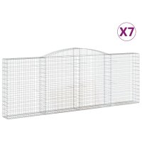 vidaXL Gabionen mit Hochbogen 7 Stk. 400x30x140/160cm Verzinktes Eisen