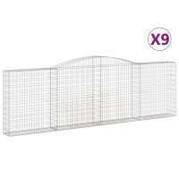 vidaXL Gabionen mit Hochbogen 9 Stk. 400x30x120/140cm Verzinktes Eisen