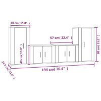 vidaXL 4-tlg. TV-Schrank-Set Hochglanz-Wei&szlig; Holzwerkstoff