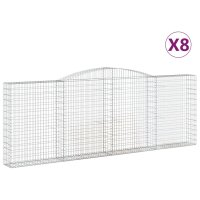 vidaXL Gabionen mit Hochbogen 8 Stk. 400x30x140/160cm Verzinktes Eisen