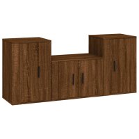 vidaXL 3-tlg. TV-Schrank-Set Braun Eichen-Optik Holzwerkstoff