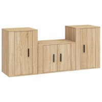 vidaXL 3-tlg. TV-Schrank-Set Sonoma-Eiche Holzwerkstoff