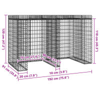 vidaXL Gabionen-M&uuml;lltonnenbox 192x91x120 cm Verzinktes Eisen