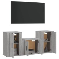 vidaXL 3-tlg. TV-Schrank-Set Grau Sonoma Holzwerkstoff