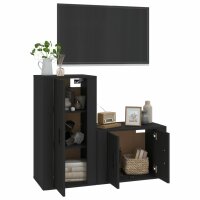 vidaXL 2-tlg. TV-Schrank-Set Schwarz Holzwerkstoff