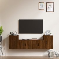 vidaXL 4-tlg. TV-Schrank-Set Braun Eichen-Optik...