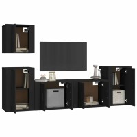 vidaXL 5-tlg. TV-Schrank-Set Schwarz Holzwerkstoff