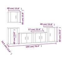 vidaXL 5-tlg. TV-Schrank-Set Schwarz Holzwerkstoff