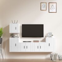 vidaXL 5-tlg. TV-Schrank-Set Hochglanz-Wei&szlig; Holzwerkstoff