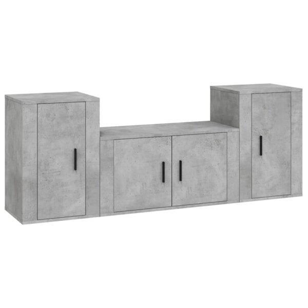 vidaXL 3-tlg. TV-Schrank-Set Betongrau Holzwerkstoff