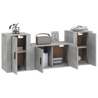 vidaXL 3-tlg. TV-Schrank-Set Betongrau Holzwerkstoff