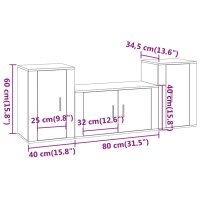 vidaXL 3-tlg. TV-Schrank-Set Betongrau Holzwerkstoff