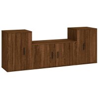 vidaXL 3-tlg. TV-Schrank-Set Braun Eichen-Optik...