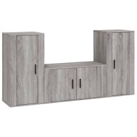 vidaXL 3-tlg. TV-Schrank-Set Grau Sonoma Holzwerkstoff