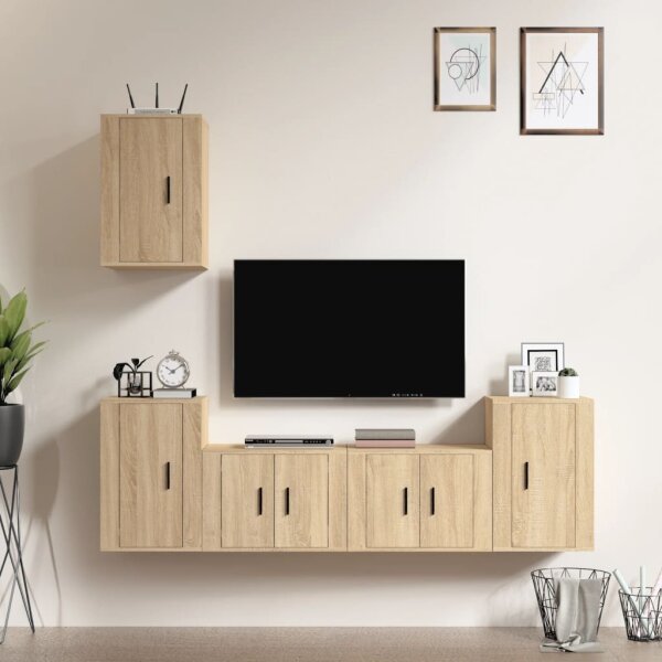 vidaXL 5-tlg. TV-Schrank-Set Sonoma-Eiche Holzwerkstoff