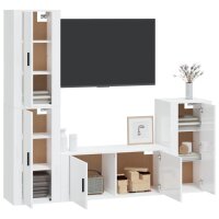 vidaXL 4-tlg. TV-Schrank-Set Hochglanz-Wei&szlig; Holzwerkstoff