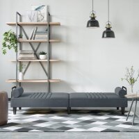 vidaXL Schlafsofa mit Armlehnen Dunkelgrau Samt