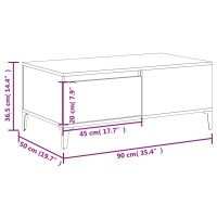 vidaXL Couchtisch R&auml;uchereiche 90x50x36,5 cm Holzwerkstoff