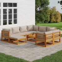 vidaXL 10-tlg. Garten-Lounge-Set mit Hellgrauen Kissen...