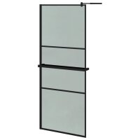 vidaXL Duschwand mit Ablage f&uuml;r Walk-In-Dusche Schwarz 90x195 cm ESG