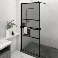 vidaXL Duschwand mit Ablage f&uuml;r Walk-In-Dusche Schwarz 90x195 cm ESG