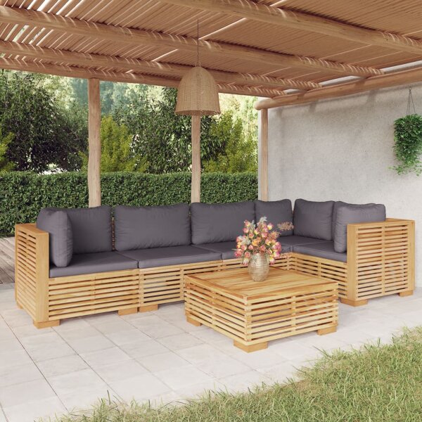 vidaXL 6-tlg. Garten-Lounge-Set mit Kissen Massivholz Teak