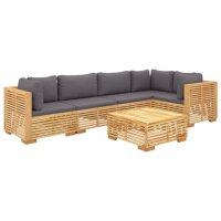 vidaXL 6-tlg. Garten-Lounge-Set mit Kissen Massivholz Teak