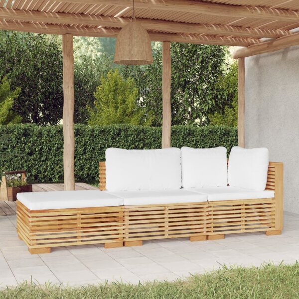 vidaXL 3-tlg. Garten-Lounge-Set mit Kissen Massivholz Teak