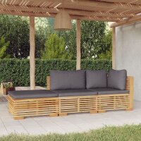 vidaXL 3-tlg. Garten-Lounge-Set mit Kissen Massivholz Teak