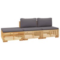 vidaXL 3-tlg. Garten-Lounge-Set mit Kissen Massivholz Teak