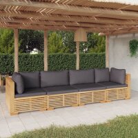 vidaXL 4-tlg. Garten-Lounge-Set mit Kissen Massivholz Teak