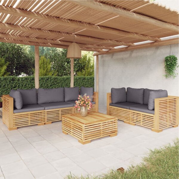 vidaXL 6-tlg. Garten-Lounge-Set mit Kissen Massivholz Teak