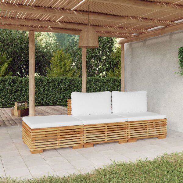 vidaXL 3-tlg. Garten-Lounge-Set mit Kissen Massivholz Teak