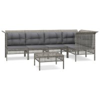 vidaXL 6-tlg. Garten-Lounge-Set mit Kissen Grau Poly Rattan