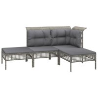 vidaXL 8-tlg. Garten-Lounge-Set mit Kissen Grau Poly Rattan