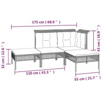 vidaXL 7-tlg. Garten-Lounge-Set mit Kissen Grau Poly Rattan