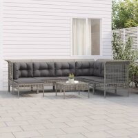 vidaXL 8-tlg. Garten-Lounge-Set mit Kissen Grau Poly Rattan