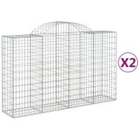 vidaXL Gabionen mit Hochbogen 2 Stk. 200x50x120/140cm...