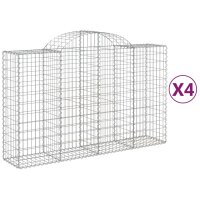 vidaXL Gabionen mit Hochbogen 4 Stk. 200x50x120/140cm Verzinktes Eisen