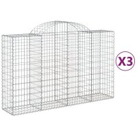 vidaXL Gabionen mit Hochbogen 3 Stk. 200x50x120/140cm...