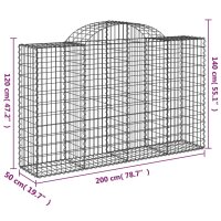 vidaXL Gabionen mit Hochbogen 13Stk. 200x50x120/140cm Verzinktes Eisen