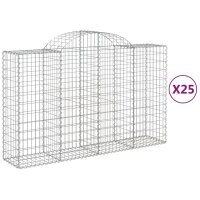 vidaXL Gabionen mit Hochbogen 25Stk. 200x50x120/140cm Verzinktes Eisen