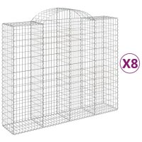 vidaXL Gabionen mit Hochbogen 8 Stk. 200x50x160/180cm Verzinktes Eisen