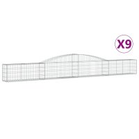 vidaXL Gabionen mit Hochbogen 9 Stk. 400x30x40/60 cm Verzinktes Eisen