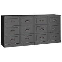 vidaXL Sideboards 2 Stk. Schwarz Holzwerkstoff