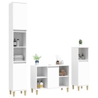 vidaXL 3-tlg. Badmöbel-Set Weiß Holzwerkstoff