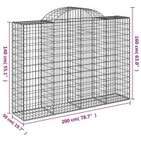 vidaXL Gabionen mit Hochbogen 13Stk. 200x50x140/160cm Verzinktes Eisen