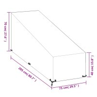 vidaXL Abdeckung f&uuml;r Sonnenliege 12 &Ouml;sen 205x75x40/70 cm Polyethylen