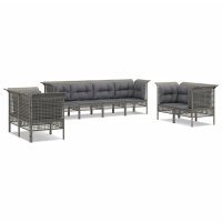 vidaXL 8-tlg. Garten-Lounge-Set mit Kissen Grau Poly Rattan